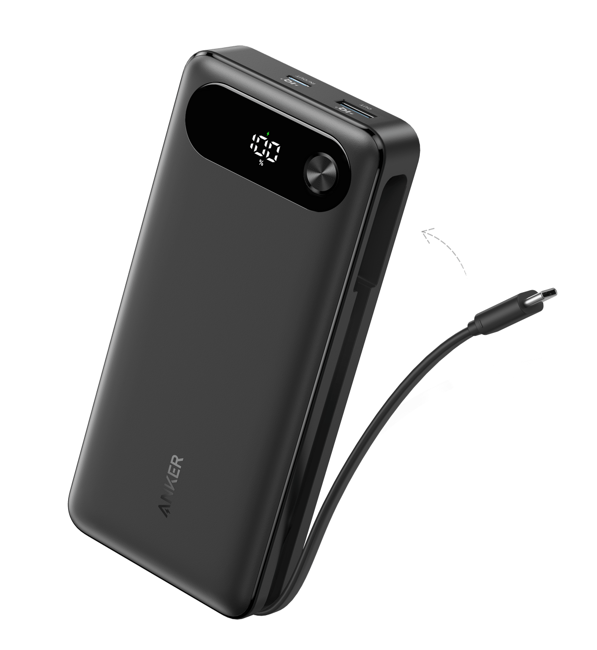 ANKERXI Power Bank (20K, 87W, Built-In USB-C Cable) - Black