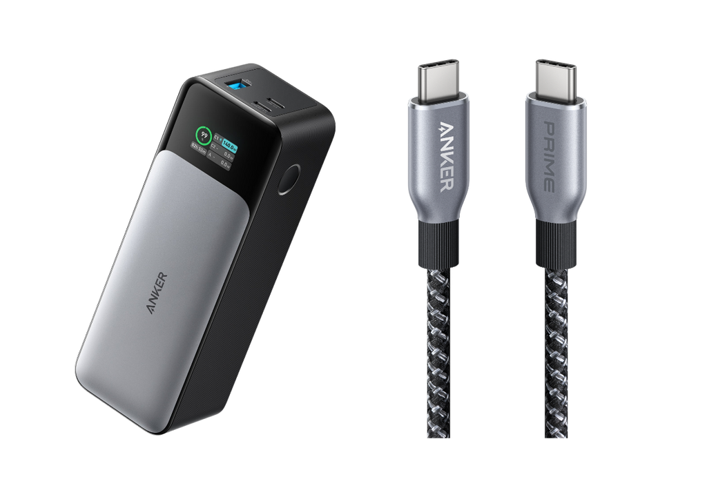 ANKERXI 737 Power Bank (PowerCore 24K)ANKERXI Prime USB-C on USB-C cable (0.9m, 240W, Upcycled-Braided Design) black - Default Title