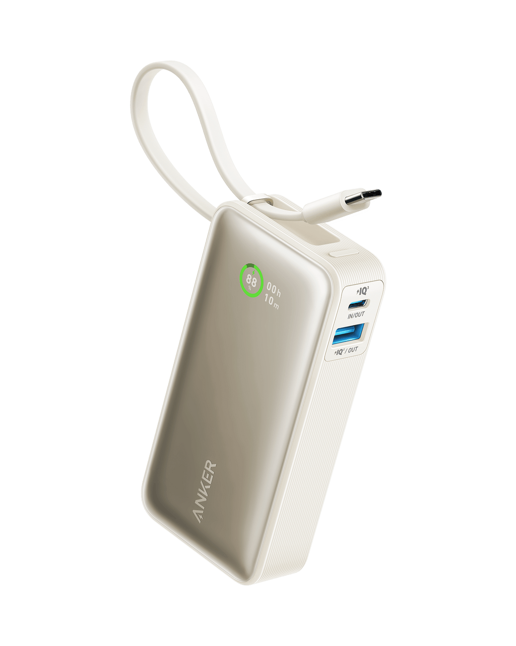 ANKERXI Nano Power Bank (30W, Built-in USB-C-cable) Shell White