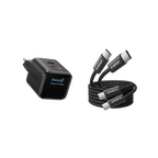 ANKERXI Nano Charger (45W, Smart Display)+ANKERXI 240W USB C cable, [2 Pieces 1,8m] Black Stone - Default Title