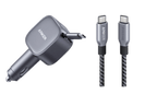 ANKERXI Nano Car Charger (75W, USB-C Port, Built-in Retractable USB-C cable) + ANKERXI Prime USB-C on USB-C cable (240W, Upcycled-Braided Design) black