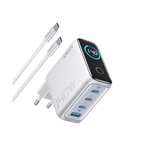 ANKERXI Power Bank (25K, 165W, Built-in + Retractable cable) + ANKERXI Charger (140W, 4-Port, PD 3.1) with USB-C cable silver