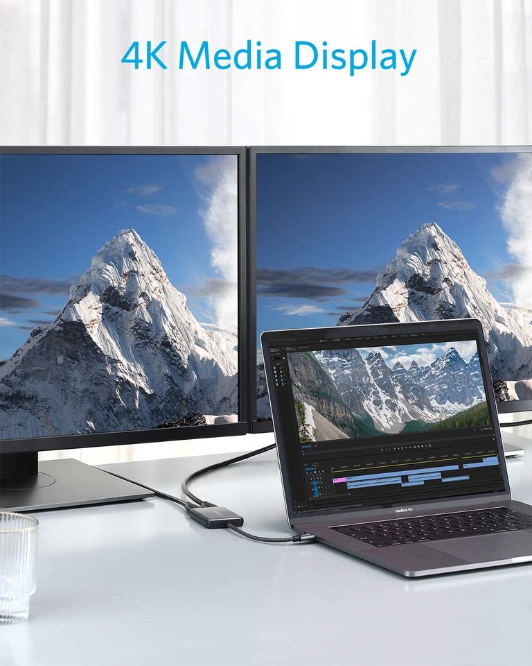 PowerExpand USB-C to dubbel HDMI-adapter Gra