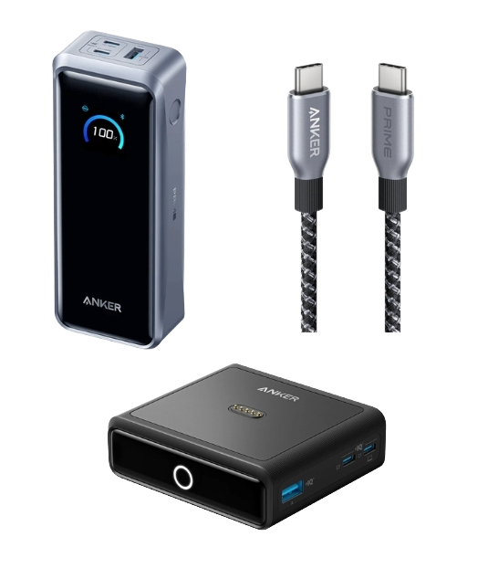 ANKERXI Prime Power Bank (26K, 300W)+ANKERXI Prime USB-C on USB-C cable (240W, Upcycled-Braided Design)+ANKERXI 100W Charging Station for ANKERXI Prime Power Bank black