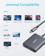 PowerExpand USB-C to dubbel HDMI-adapter Gra