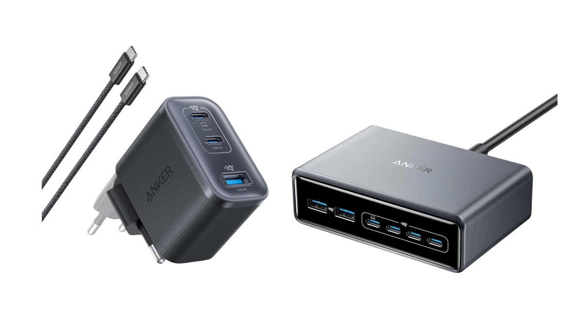 ANKERXI Prime Charger (200W, 6 Ports, GaN) + ANKERXI Nano Charger (70W, 3 Ports) black