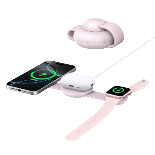 ANKERXI MagGo wireless Charging Station (3-in-1, Foldable Charging Pad) - Lotus Pink