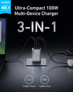 ANKERXI Prime Charger (100W, 3 Ports, GaN)
