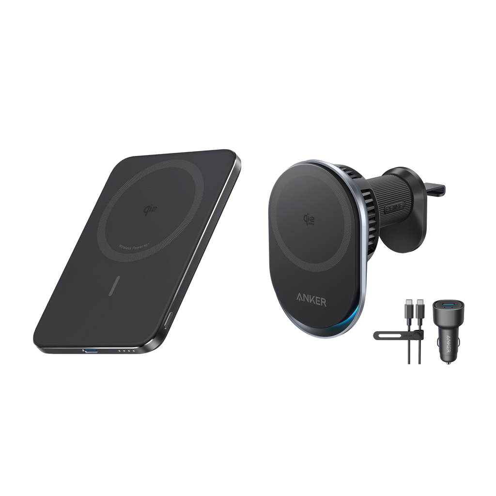 ANKERXI Nano Power Bank + ANKERXI Prime wireless Car Charger black