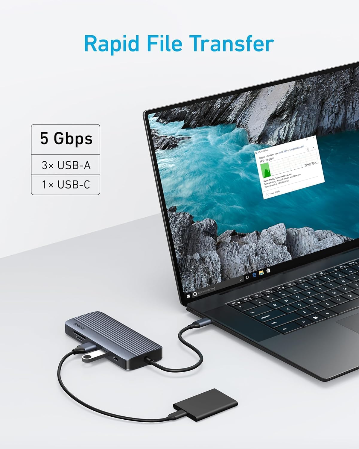 ANKERXI USB-C Hub (10-i-1, dubbel skarm)