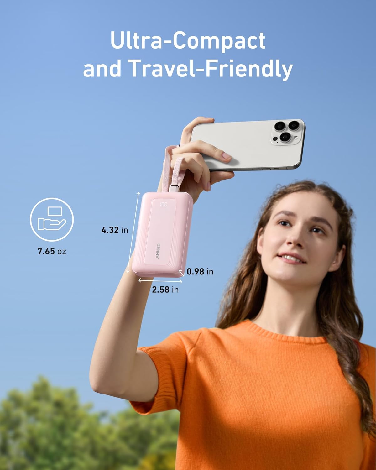ANKERXI Zolo Power Bank 10000mAh 35W – SnabbCharger with two USB-C-cables