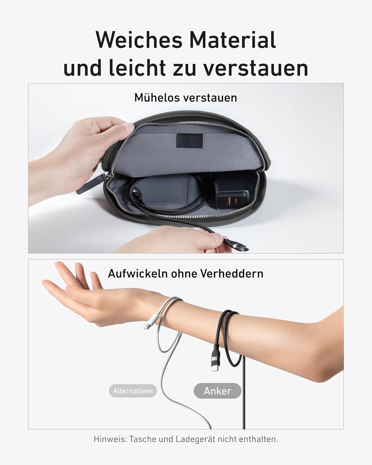 ANKERXI USB-C on USB-C cable (180cm, 240W, Upcycled-braided) + ANKERXI USB-C on USB-C cable (90cm, 240W, Upcycled-braided)