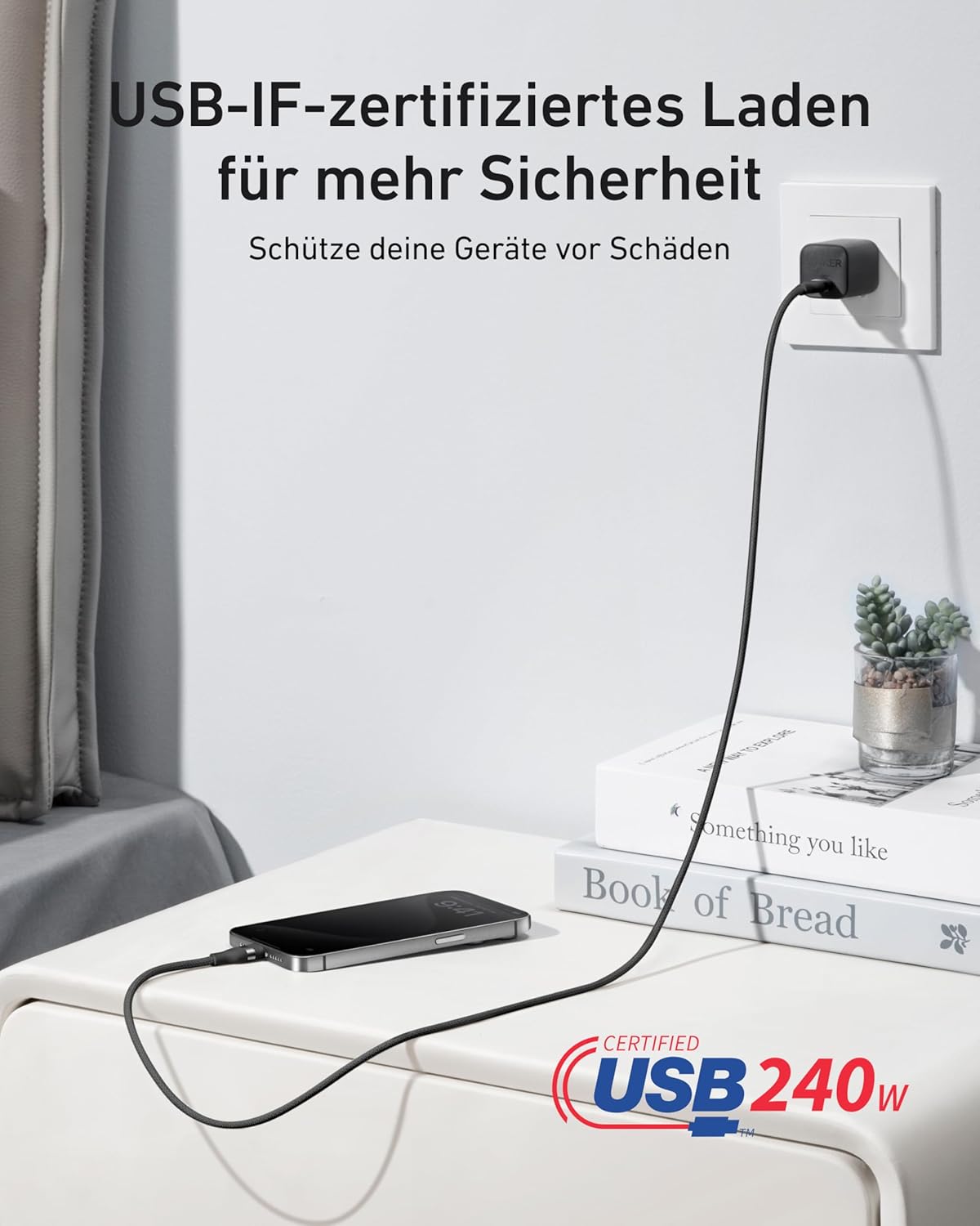 ANKERXI USB-C on USB-C cable (180cm, 240W, Upcycled-braided) + ANKERXI USB-C on USB-C cable (90cm, 240W, Upcycled-braided)
