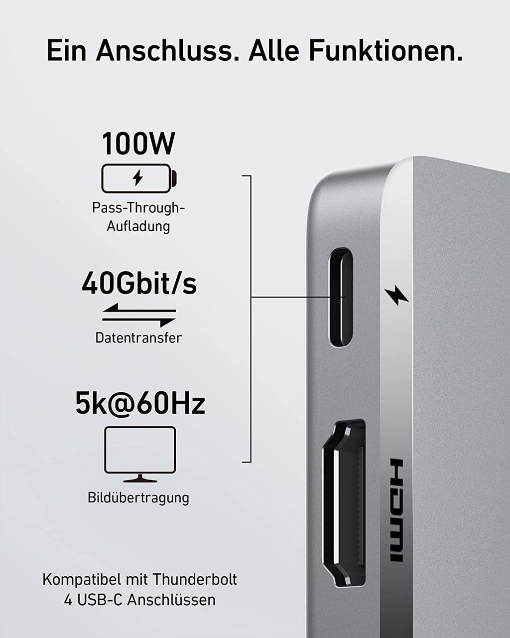 ANKERXI 547 USB-C Hub (7-in-2, for MacBook, in Gray)