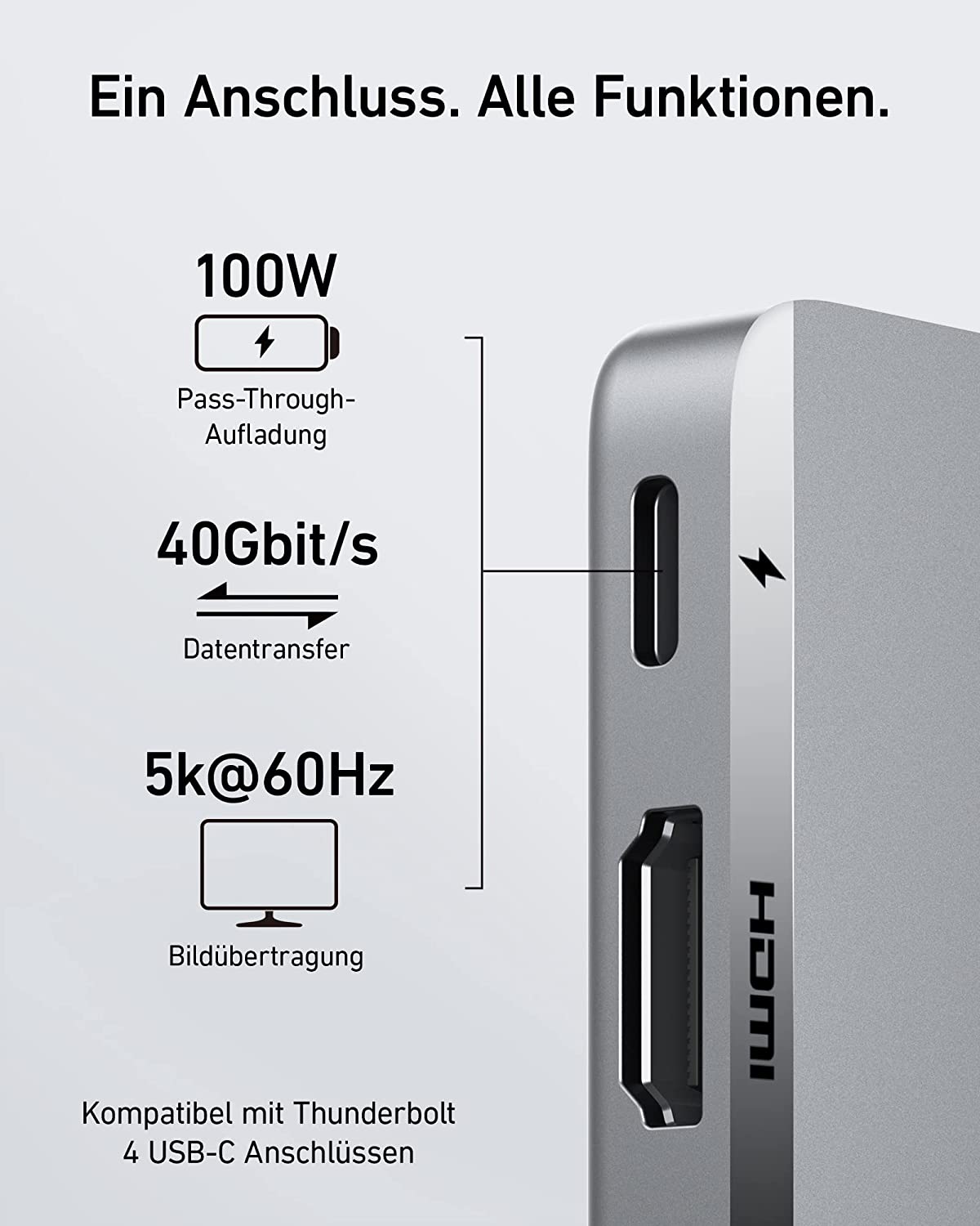 ANKERXI 547 USB-C Hub (7-in-2, for MacBook, in Gray)