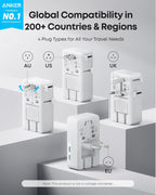 ANKERXI Nano Travel Adapter (5-in-1, 20W, 1-Pack)