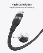ANKERXI USB-C on USB-C cable (180cm, 240W, Upcycled-braided) + ANKERXI USB-C on USB-C cable (90cm, 240W, Upcycled-braided)