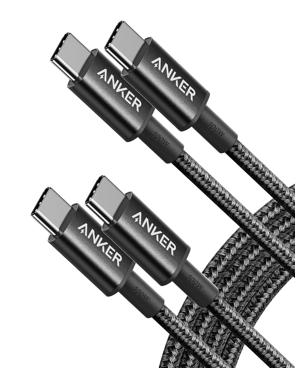 ANKERXI USB-C to USB-C-cable (1,8 m, braided, 100 W) 2-pack black - Default Title
