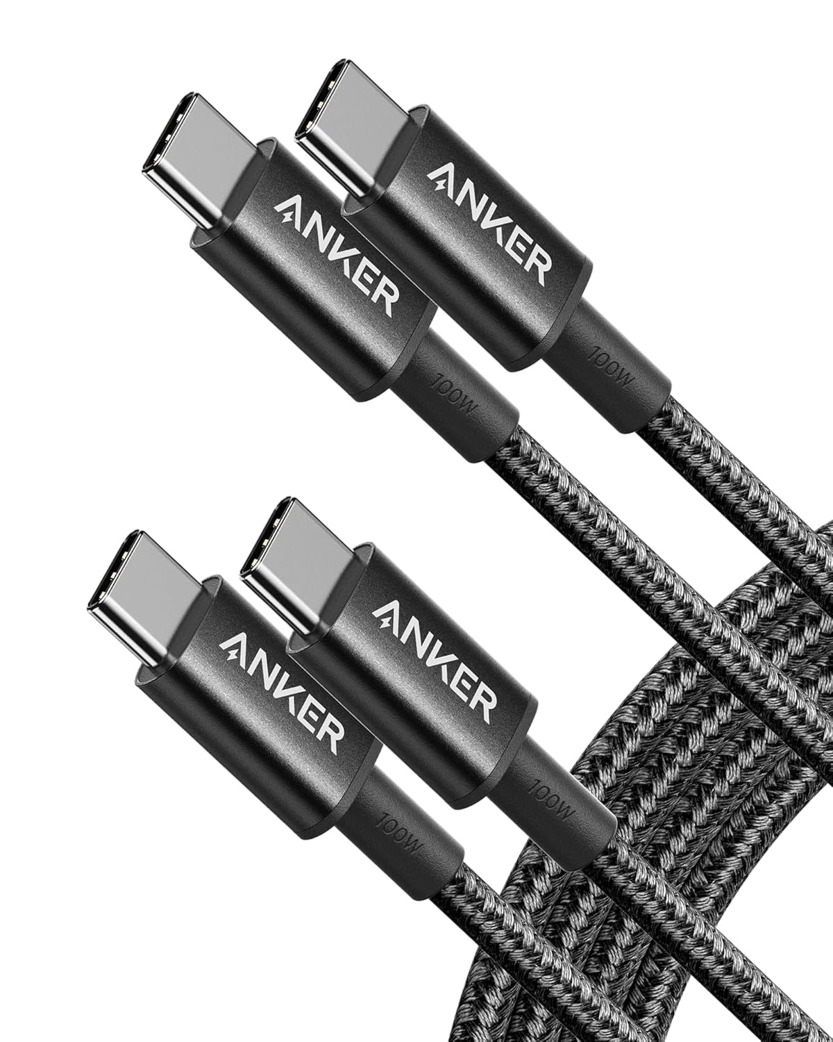 ANKERXI USB-C to USB-C-cable (1,8 m, braided, 100 W) 2-pack black - Default Title