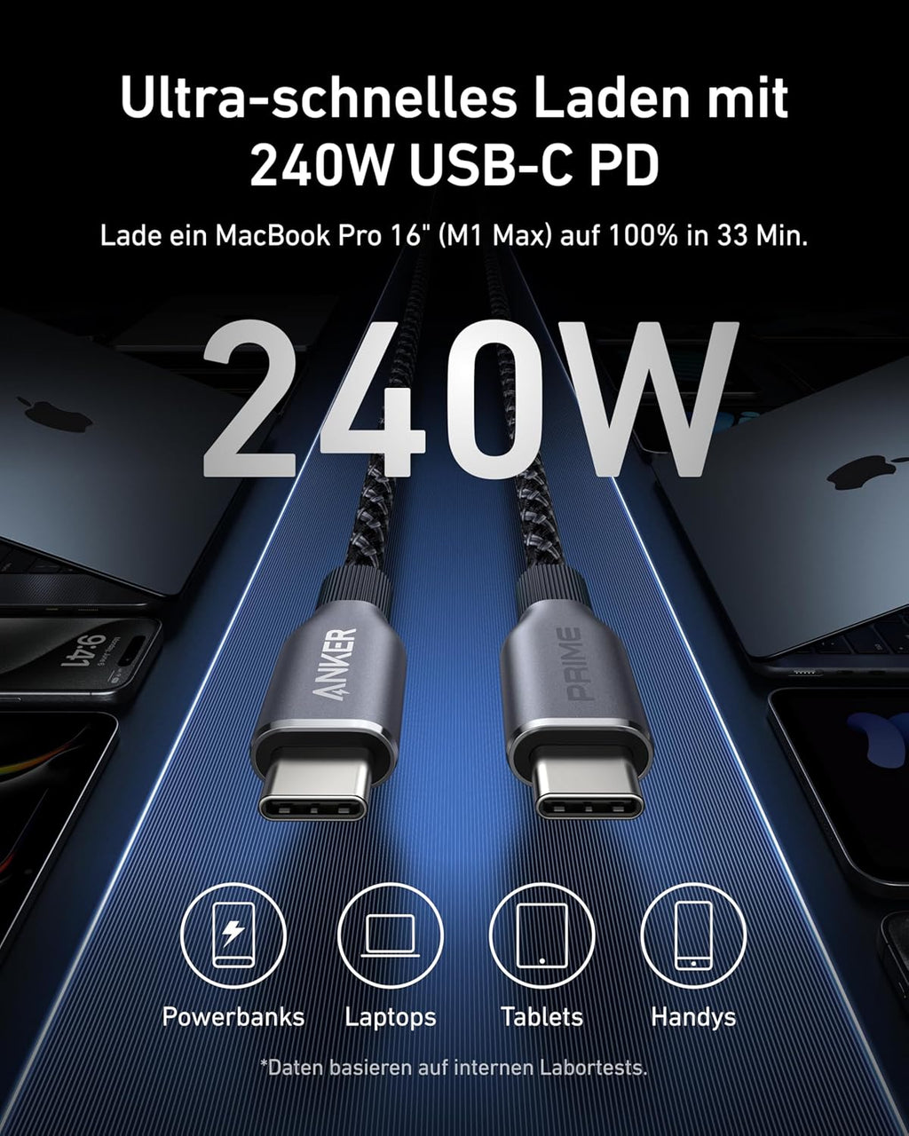 ANKERXI Prime USB-C to USB-C Cable (240W, Upcycled-Braided)