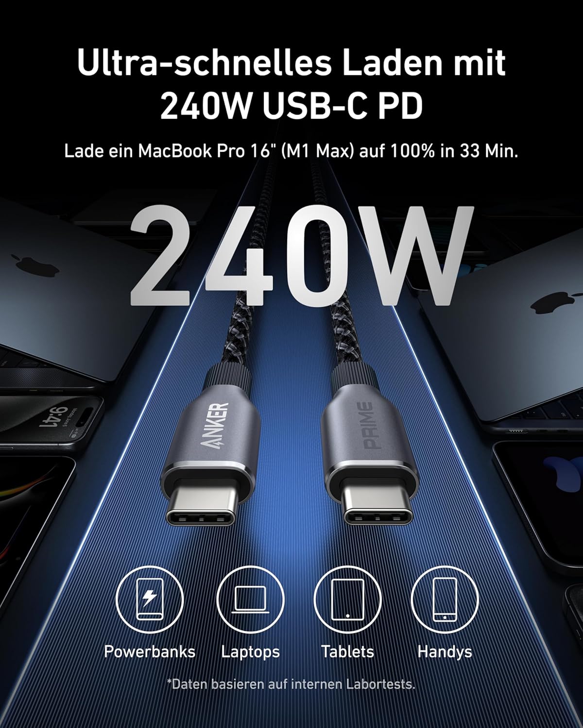 ANKERXI Prime USB-C to USB-C Cable (240W, Upcycled-Braided)