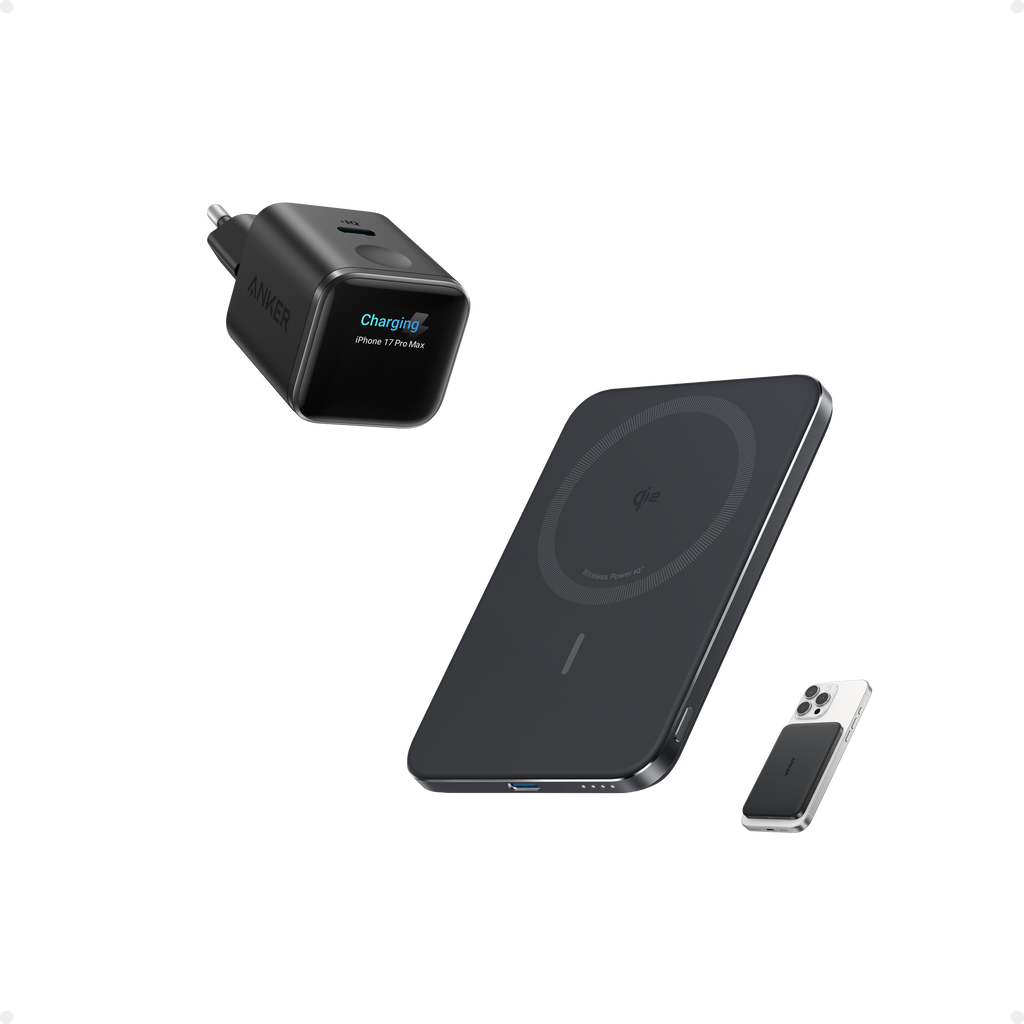 ANKERXI Nano 45W Smart Display-Charger (black) + ANKERXI Nano Power Bank (5K, MagGo, Slim) - Default Title
