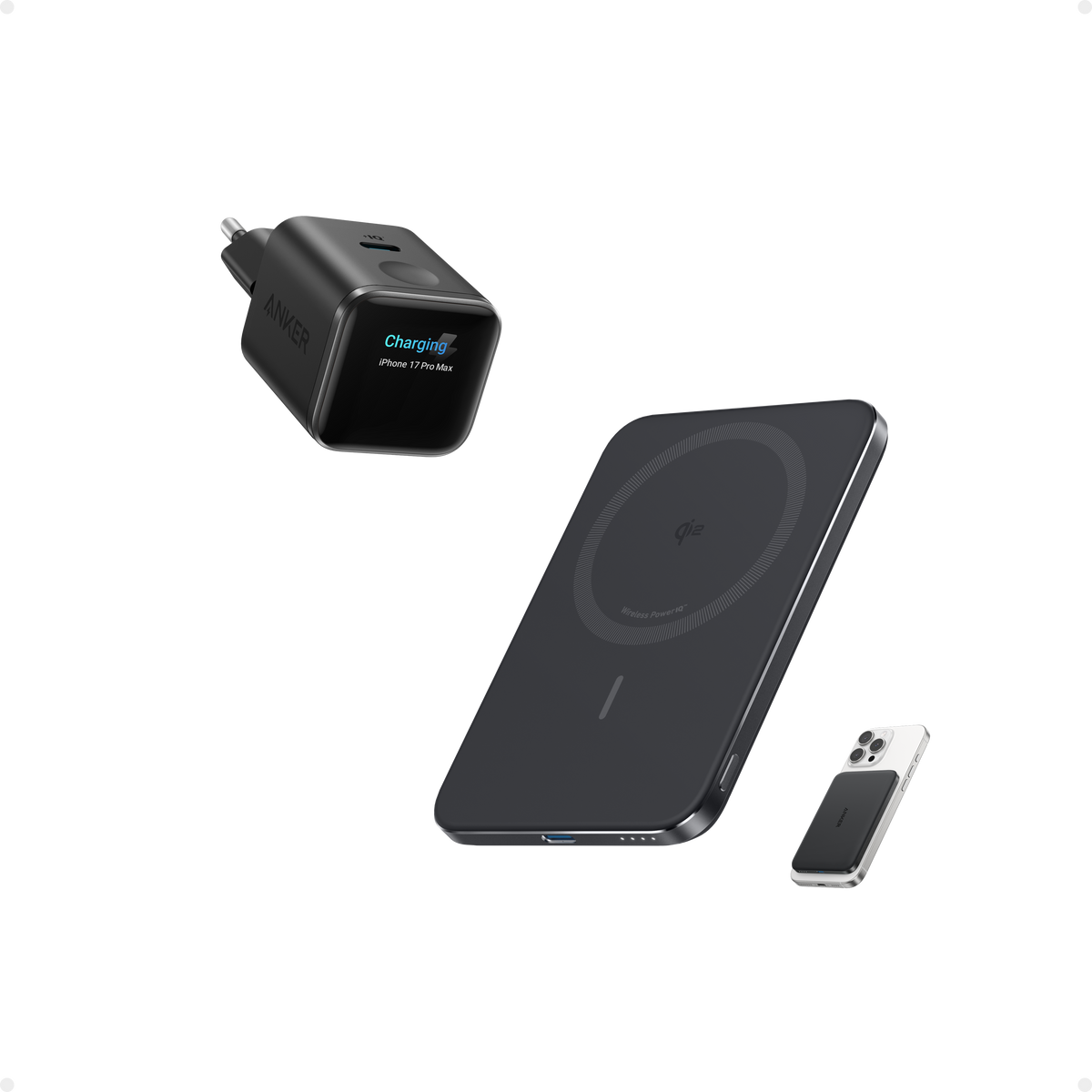 ANKERXI Nano 45W Smart Display-Charger (black) + ANKERXI Nano Power Bank (5K, MagGo, Slim) - Default Title