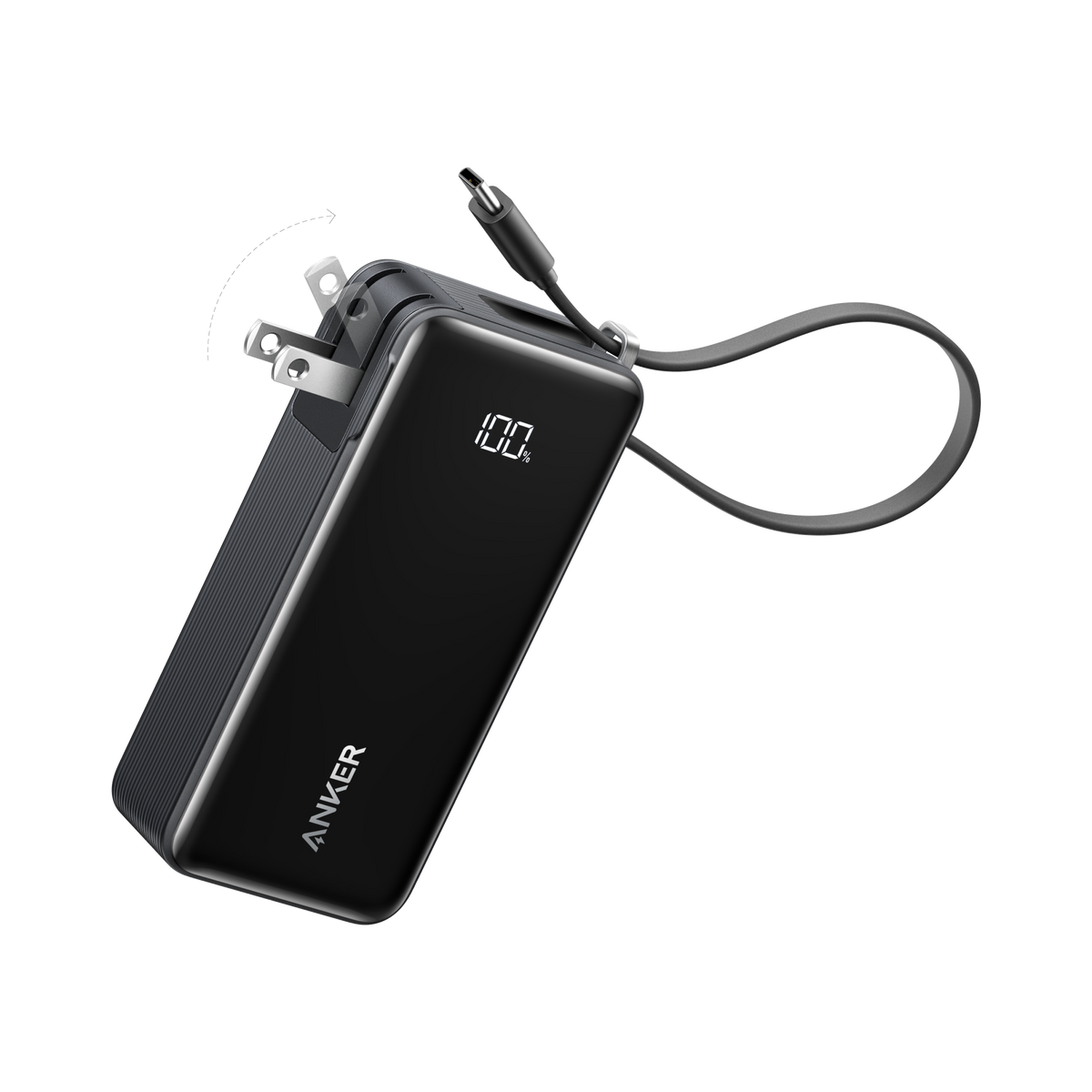 ANKERXI Power Bank (10K, Fusion, Built-In USB-C Cable) Built-In USB-C Cable / Truffle Black - Default Title