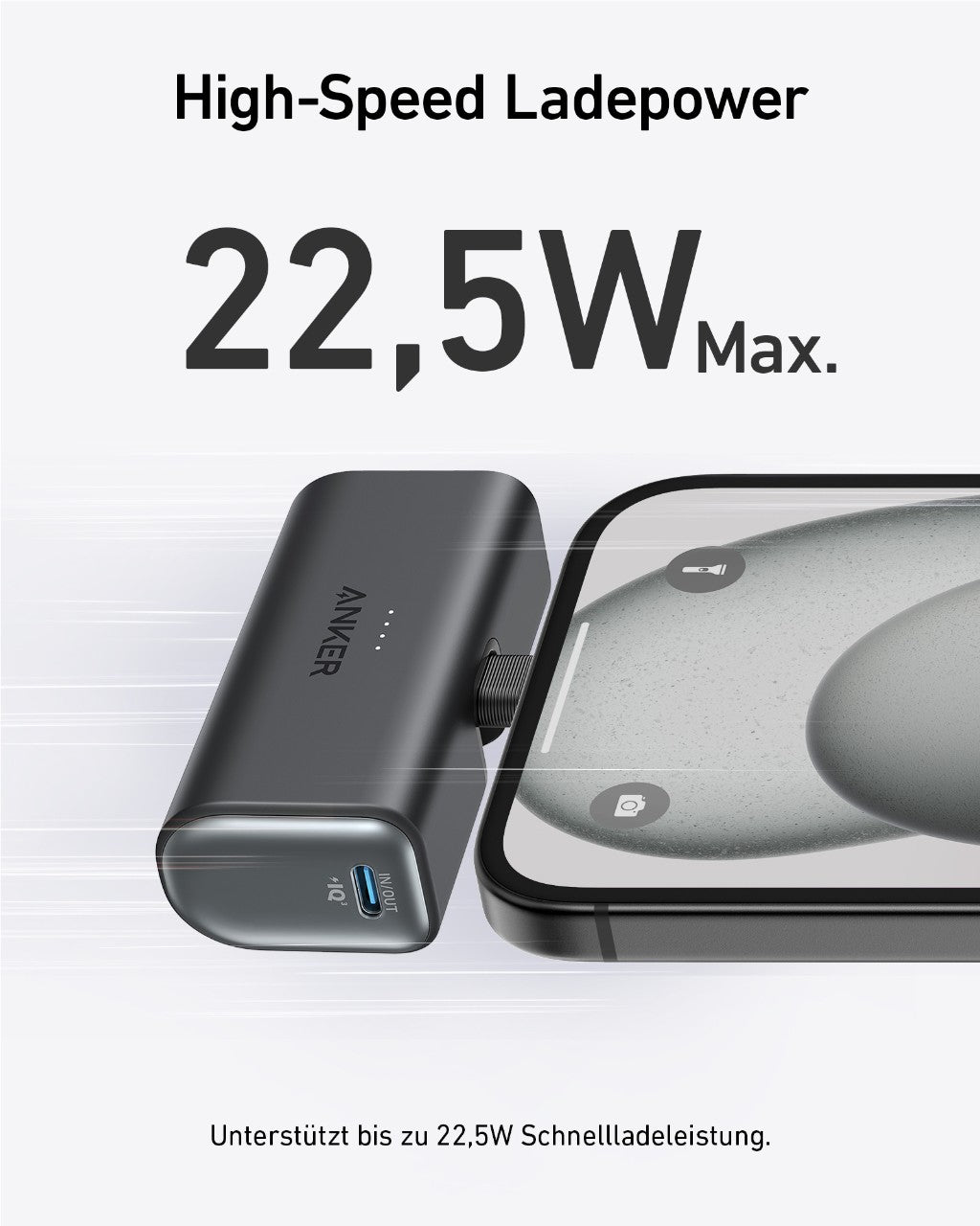 ANKERXI Nano Power Bank (22,5W, Built-in USB-C Connector)