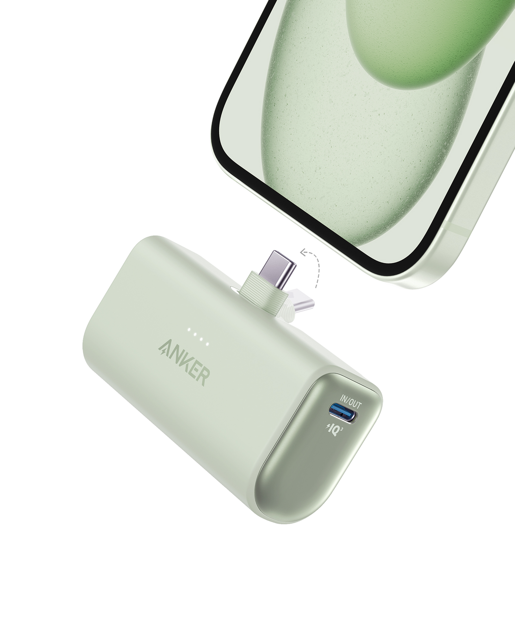 ANKERXI Nano Power Bank (22,5W, Built-in USB-C Connector) - Sprout Green