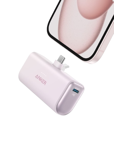 ANKERXI Nano Power Bank (22,5W, Built-in USB-C Connector) - Lotus Pink