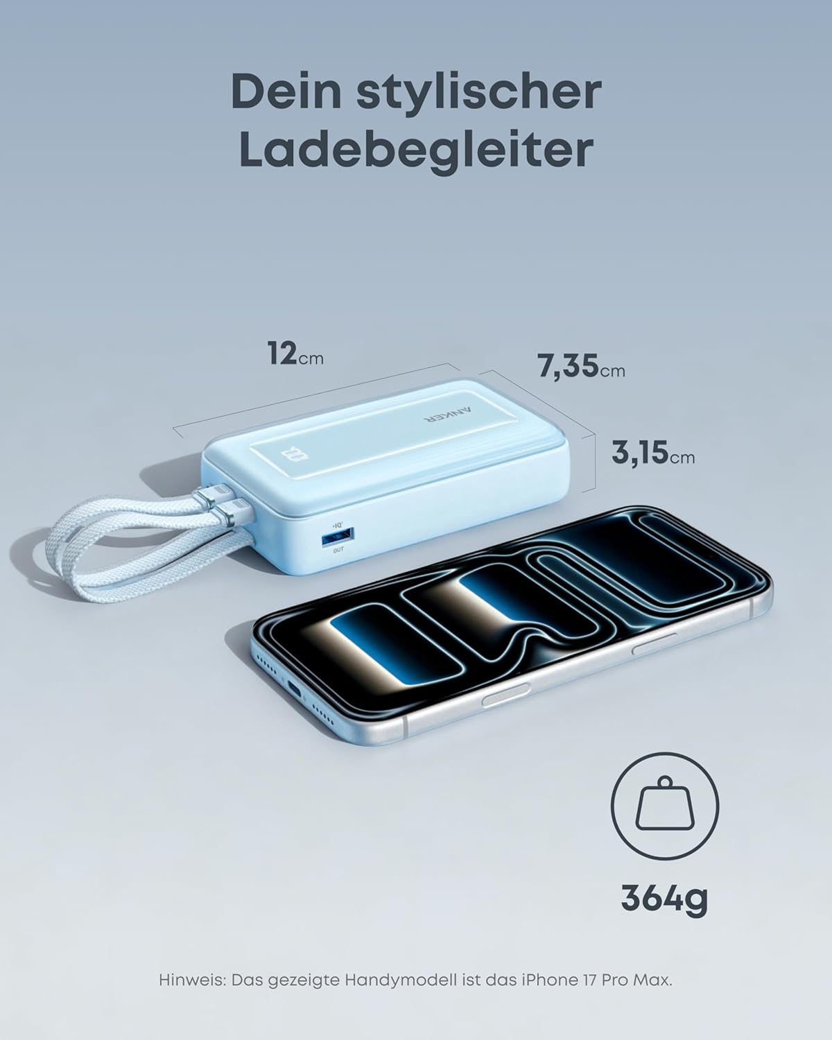 ANKERXI Zolo Power Bank (20K, 45W, two built-in USB-C cable)