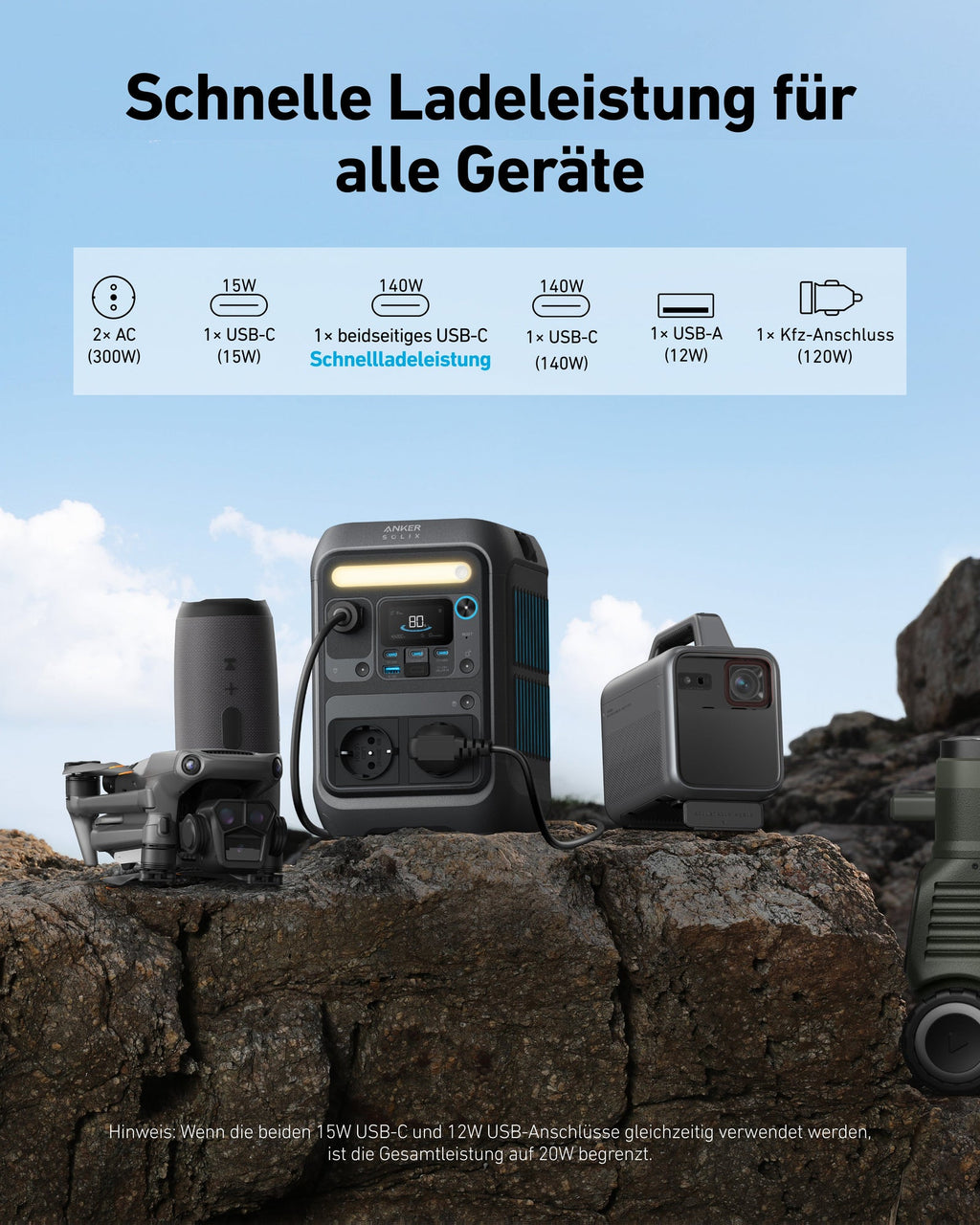 ANKERXI SOLIX C300X Portable Power Station, 288Wh LiFePO4 battery