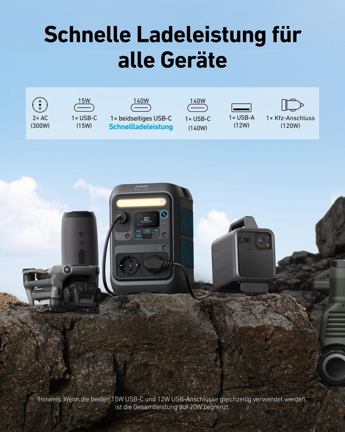 ANKERXI SOLIX C300X Portable Power Station, 288Wh LiFePO4 battery
