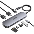 ANKERXI Nano USB-C Hub (8-i-1, dual displays), 10 Gbps hastighet, 85 W max fast Charging av laptop - Default Title