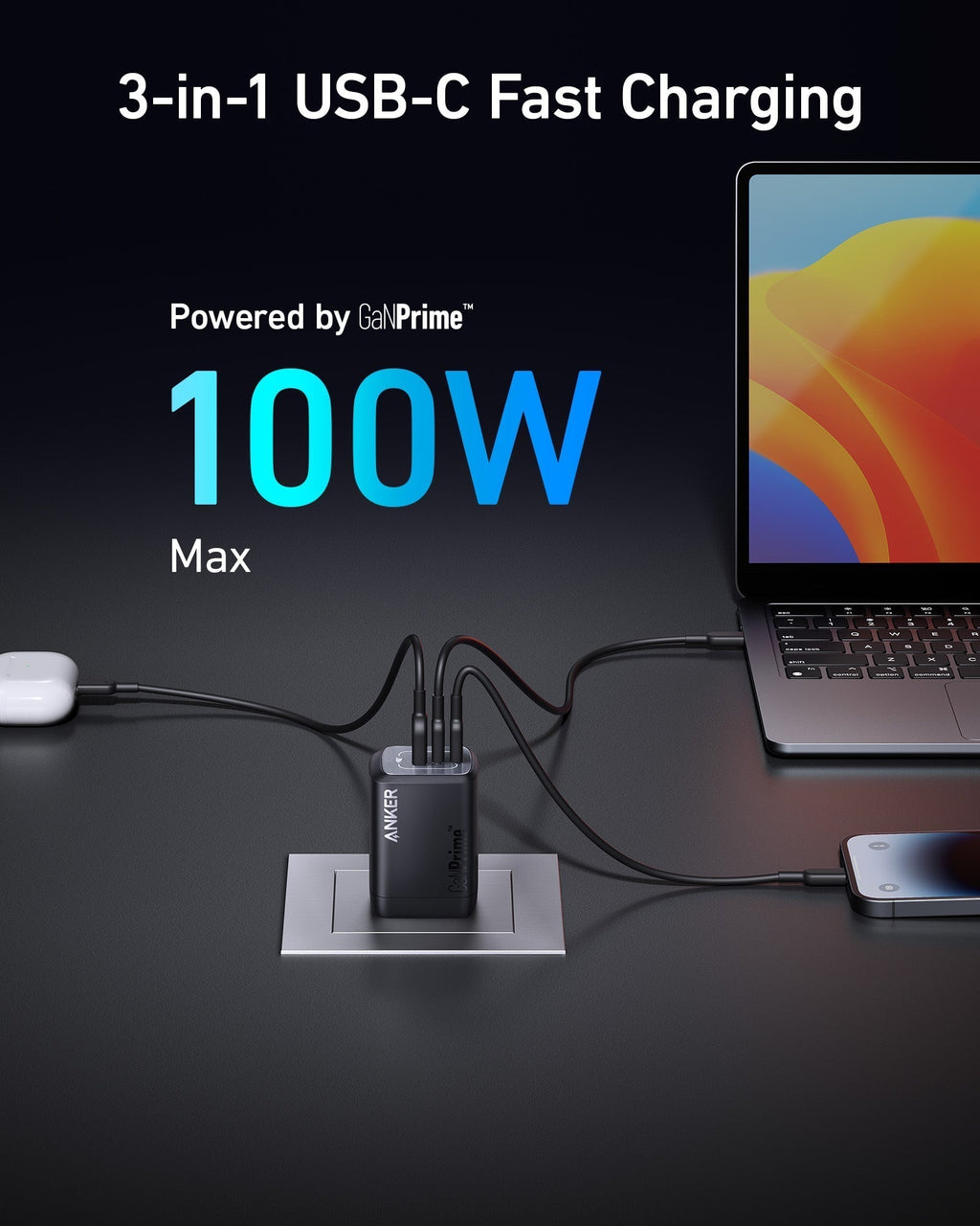 ANKERXI Prime 100W GaN Wall Charger (3 Ports)