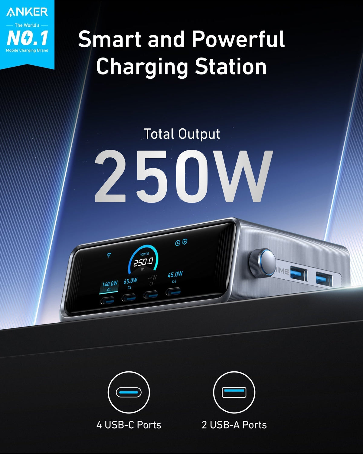 Workspace Power set | ANKERXI Prime 250W Charger and Wireless Stand