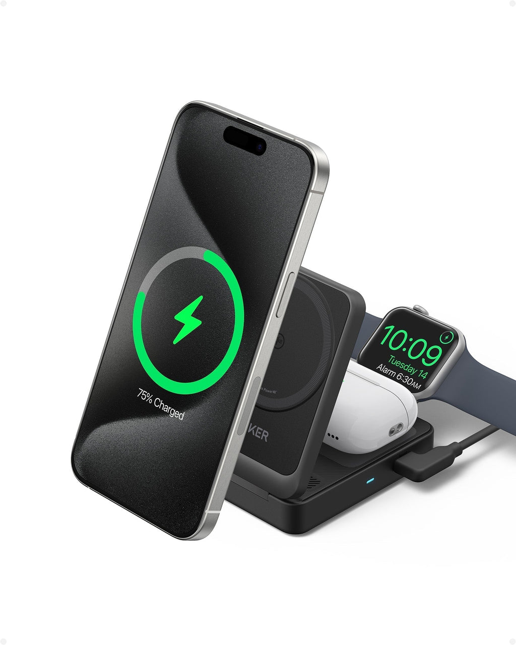 (Refurbished) ANKERXI MagGo wireless Charging Station (vikbar 3-i-1)