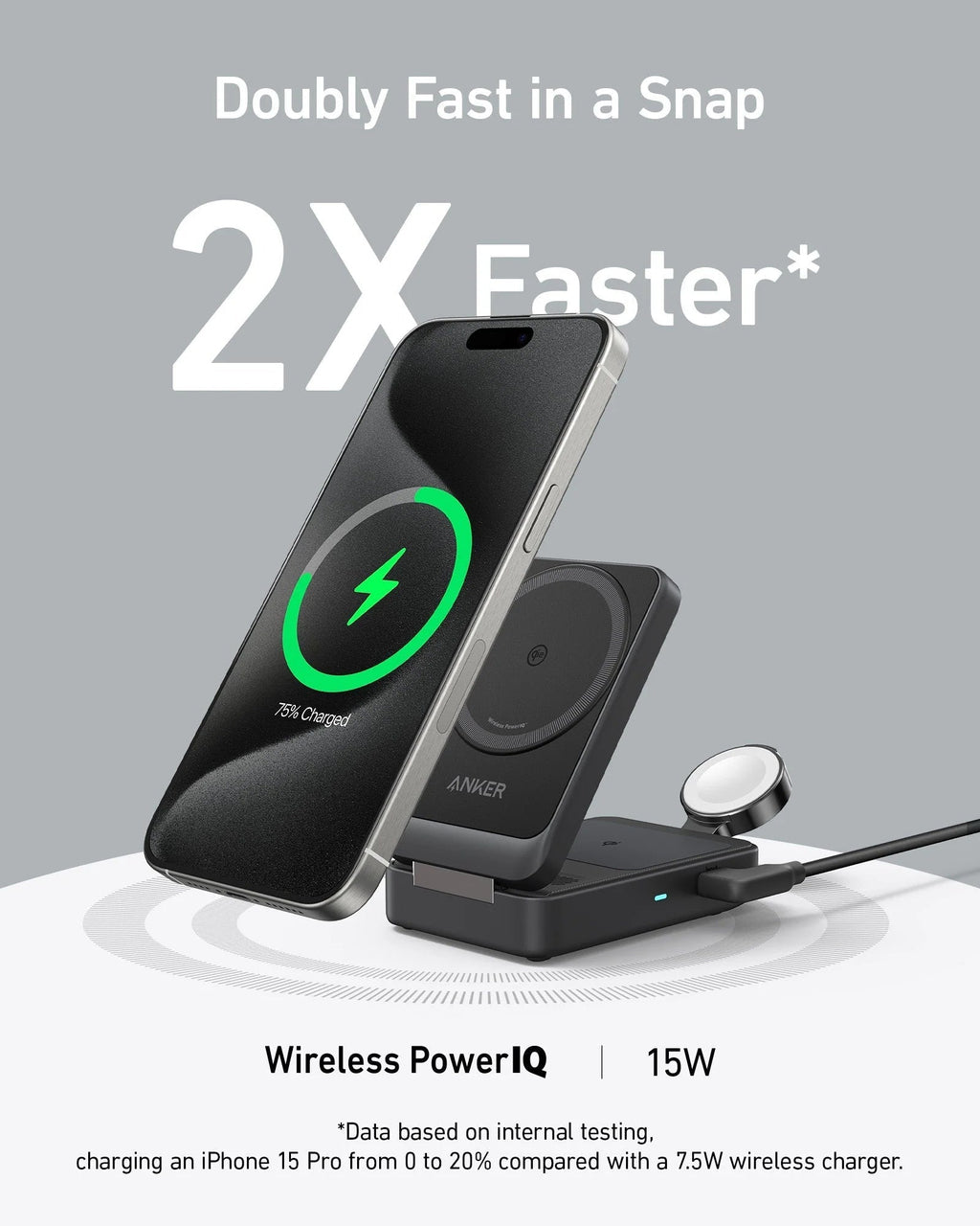 (Refurbished) ANKERXI MagGo wireless Charging Station (vikbar 3-i-1)
