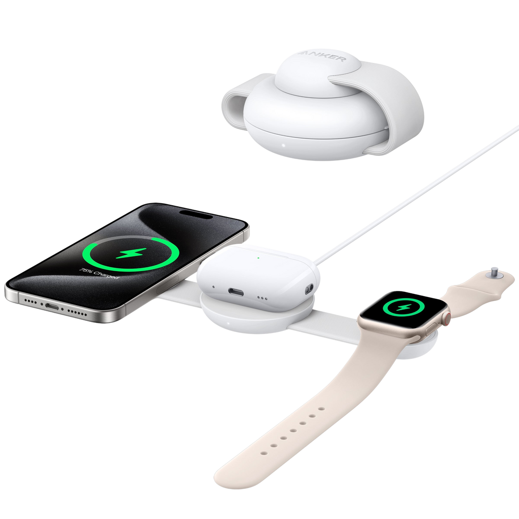 ANKERXI MagGo wireless Charging Station (3-in-1, Foldable Charging Pad) - White