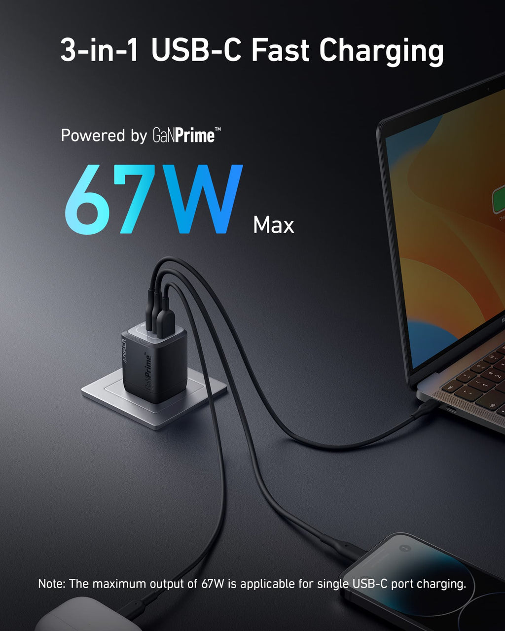 ANKERXI Prime 67W GaN Wall Charger (3 Ports)