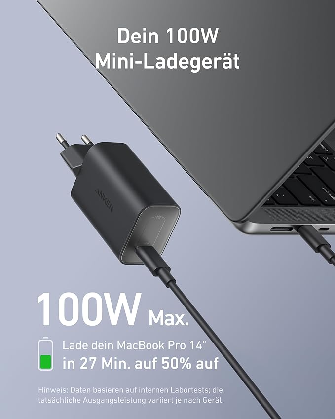 ANKERXI Nano Charger (100W) with USB-C cable black