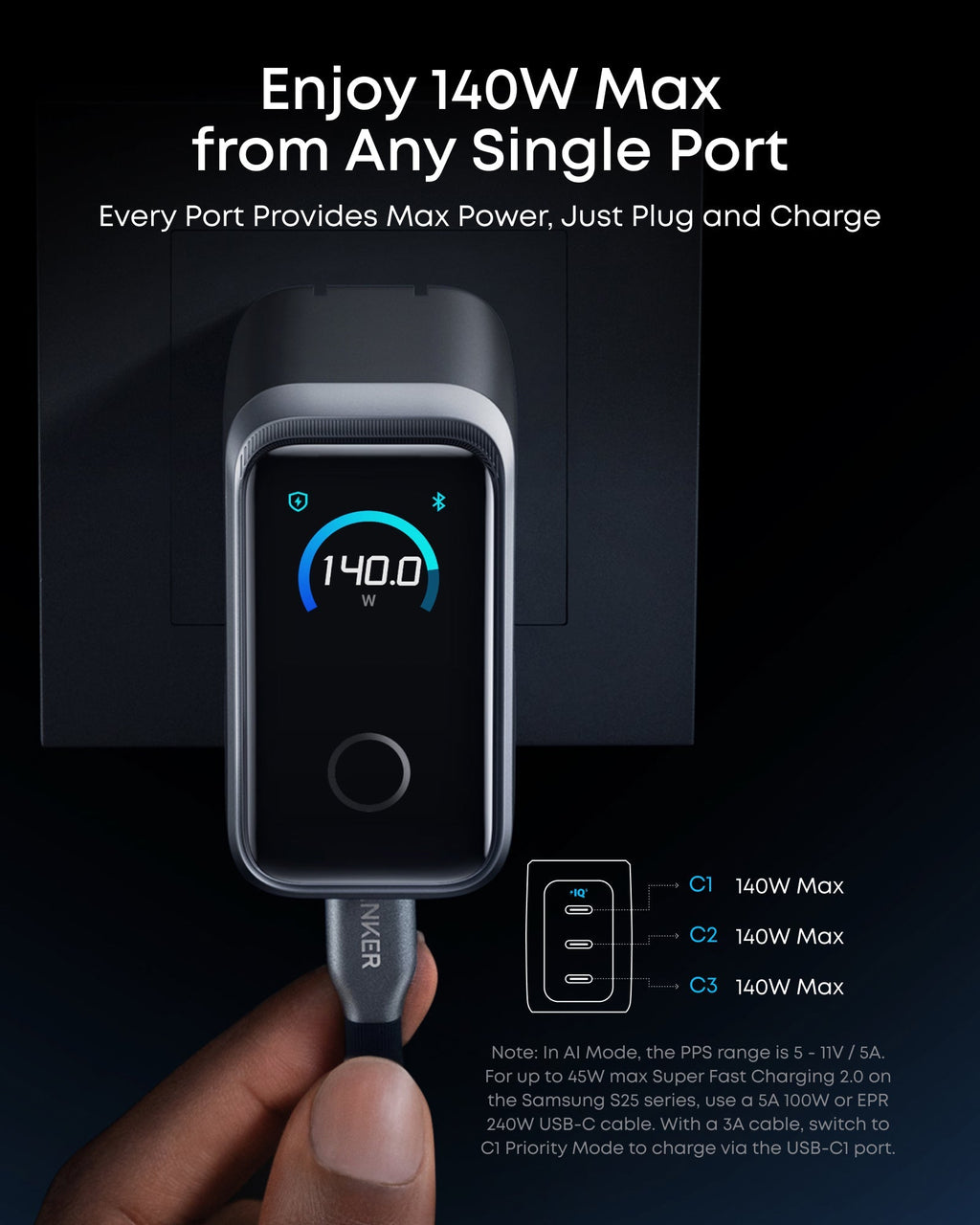 ANKERXI Prime-Charger (160 W, 3 ports, smart display) + ANKERXI Prime Power Bank (26K, 300 W)