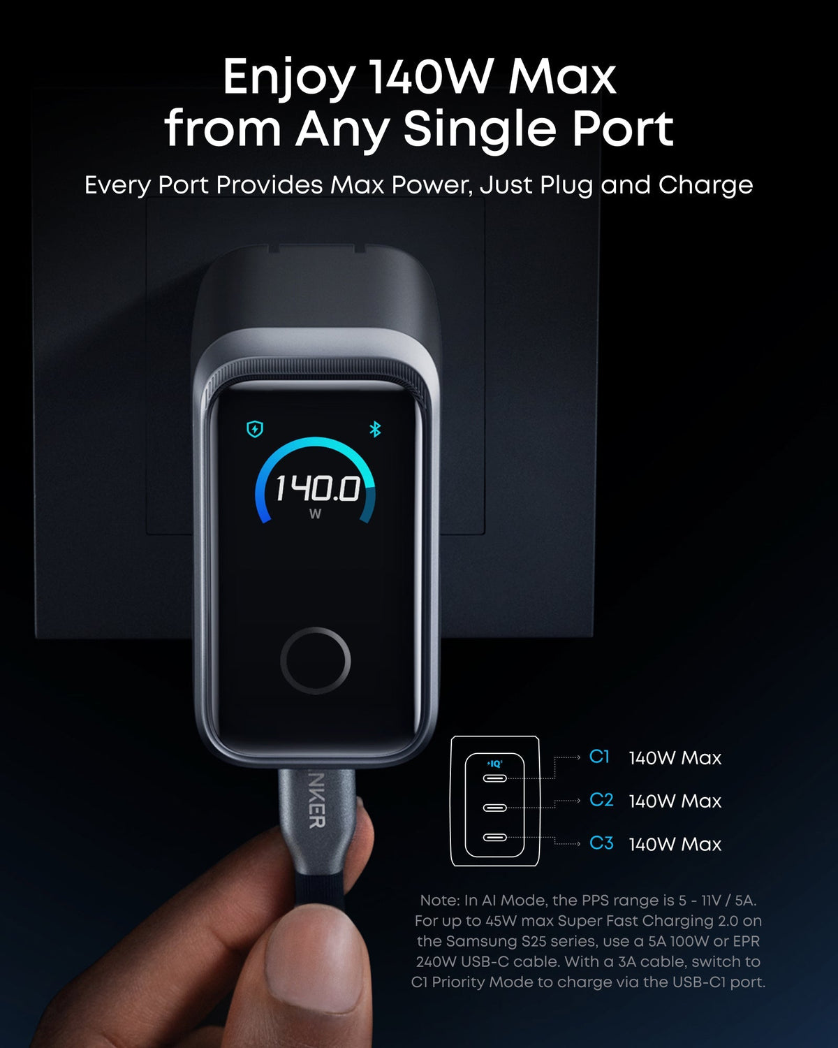 ANKERXI Prime-Charger (160 W, 3 ports, smart display) + ANKERXI Prime Power Bank (26K, 300 W)