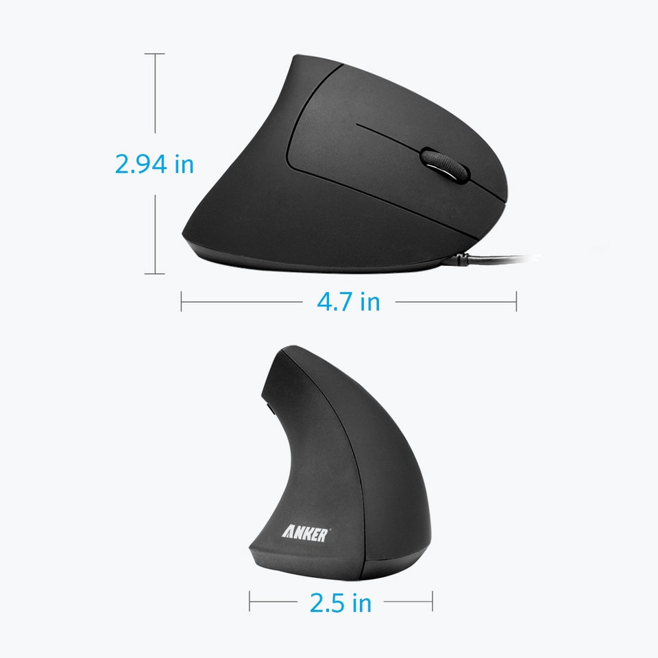 ANKERXI Ergonomic Optical USB Wired Vertical Mouse Black