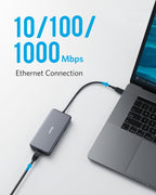 ANKERXI PowerExpand+ 7-i-1 USB-C PD Ethernet-Hub Silver