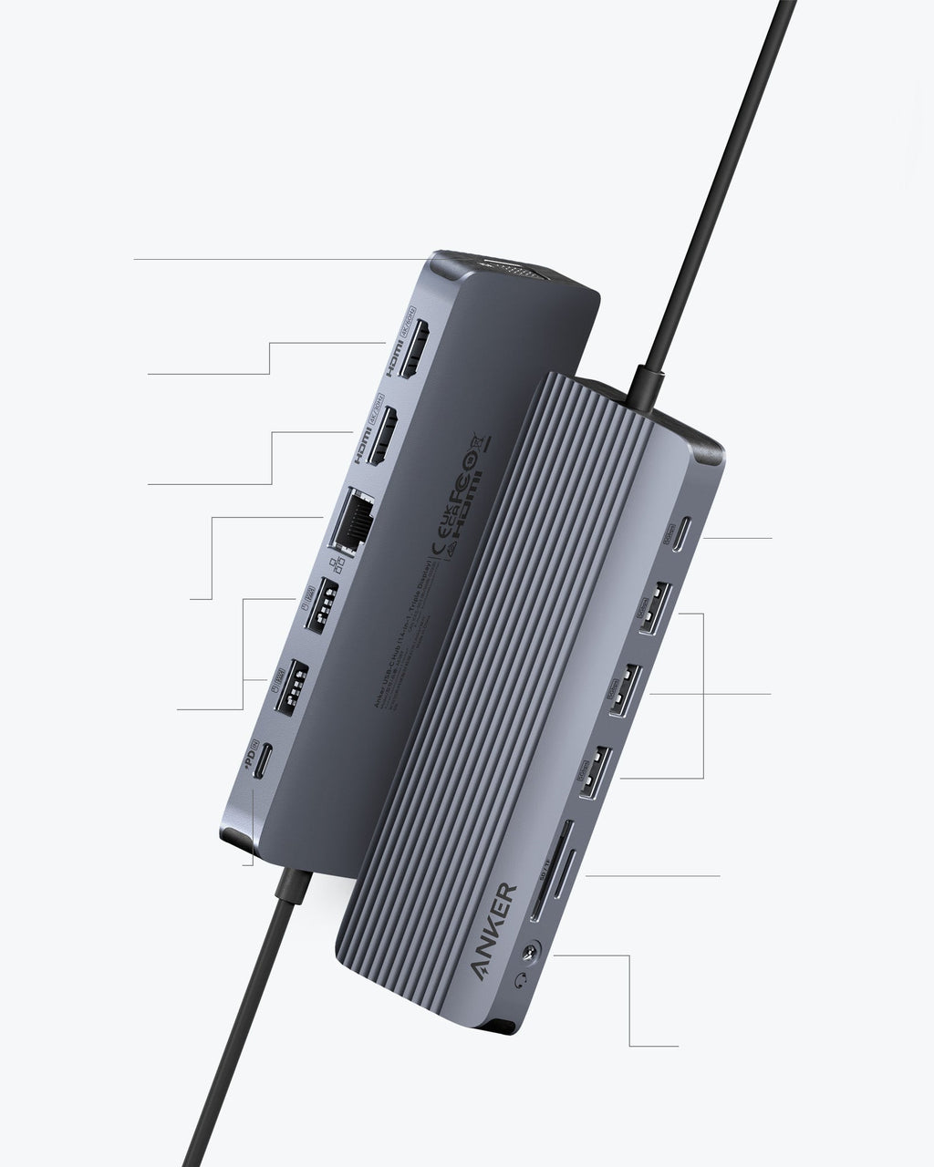 ANKERXI USB-C Hub (14-in-1, Triple Display)
