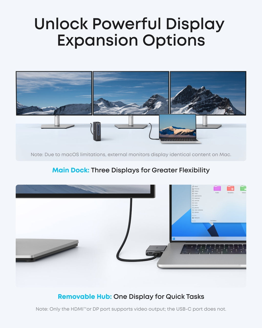 ANKERXI Nano Docking Station (13-in-1, Triple Display, Built-In Removable Hub)