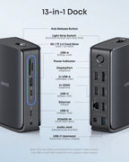 ANKERXI Nano Docking Station (13-in-1, Triple Display, Built-In Removable Hub)