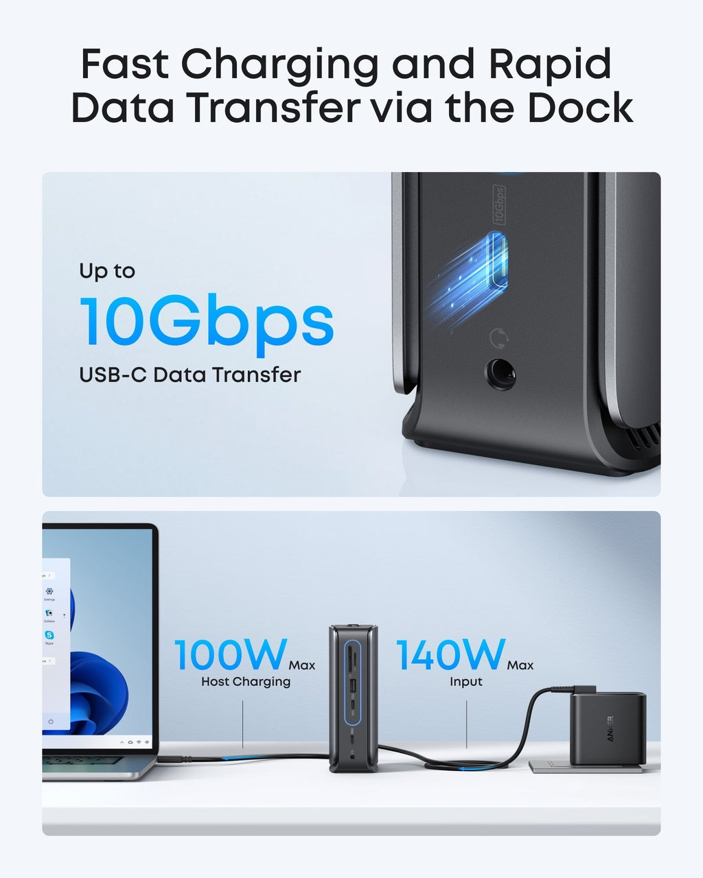 ANKERXI Nano Docking Station (13-in-1, Triple Display, Built-In Removable Hub)